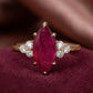 Natural Ruby 3.0ct Marquise Ring - Natural Diamond Accent - July Birthstone