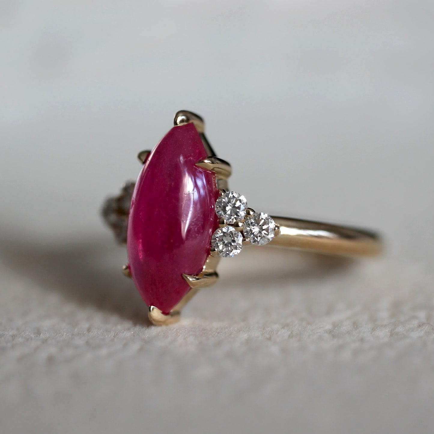 Natural Ruby 3.0ct Marquise Ring - Natural Diamond Accent - July Birthstone