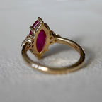 Natural Ruby 3.0ct Marquise Ring - Natural Diamond Accent - July Birthstone