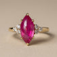 Natural Ruby 3.0ct Marquise Ring - Natural Diamond Accent - July Birthstone