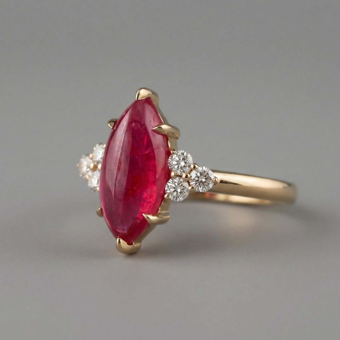Natural Ruby 3.0ct Marquise Ring - Natural Diamond Accent - July Birthstone