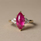 Natural Ruby 3.0ct Marquise Ring - Natural Diamond Accent - July Birthstone