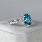 Natural Blue Topaz 2.50ct Oval Ring - Natural Diamond Accent - December Birthstone