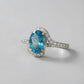 Natural Blue Topaz 2.50ct Oval Ring - Natural Diamond Accent - November Birthstone