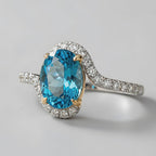 Natural Blue Topaz 2.50ct Oval Ring - Natural Diamond Accent - December Birthstone