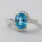 Natural Blue Topaz 2.50ct Oval Ring - Natural Diamond Accent - November Birthstone
