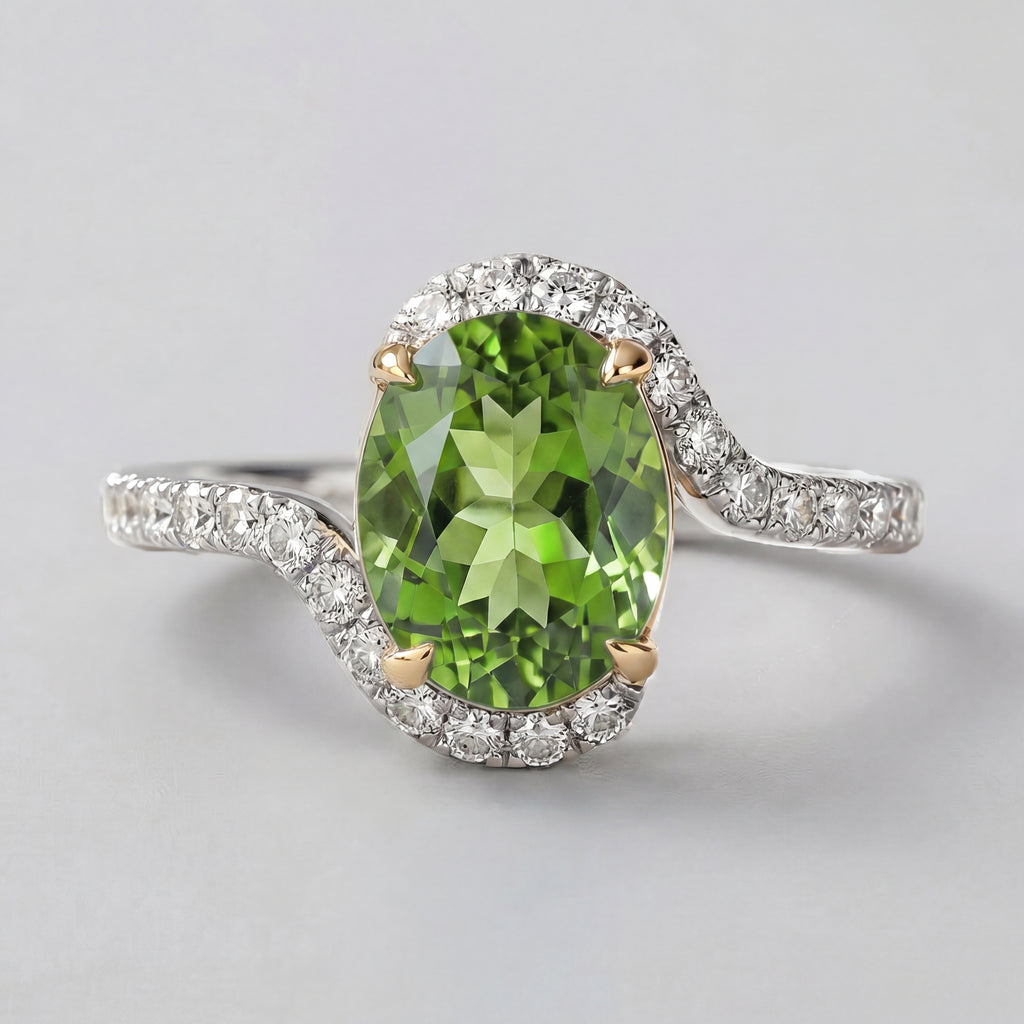 Natural Blue Topaz 2.50ct Oval Ring - Natural Diamond Accent - December Birthstone
