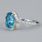 Natural Blue Topaz 2.50ct Oval Ring - Natural Diamond Accent - December Birthstone