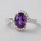 Natural Blue Topaz 2.50ct Oval Ring - Natural Diamond Accent - December Birthstone