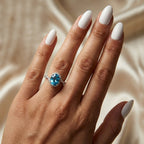 Natural Blue Topaz 2.50ct Oval Ring - Natural Diamond Accent - December Birthstone