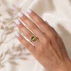 2.5ct Oval Peridot Signet Ring - Natural Stone - August Birthstone