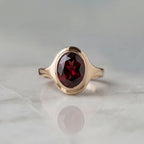 2.5ct Oval Garnet Curvy Ring - Natural Stone - January Birthstone