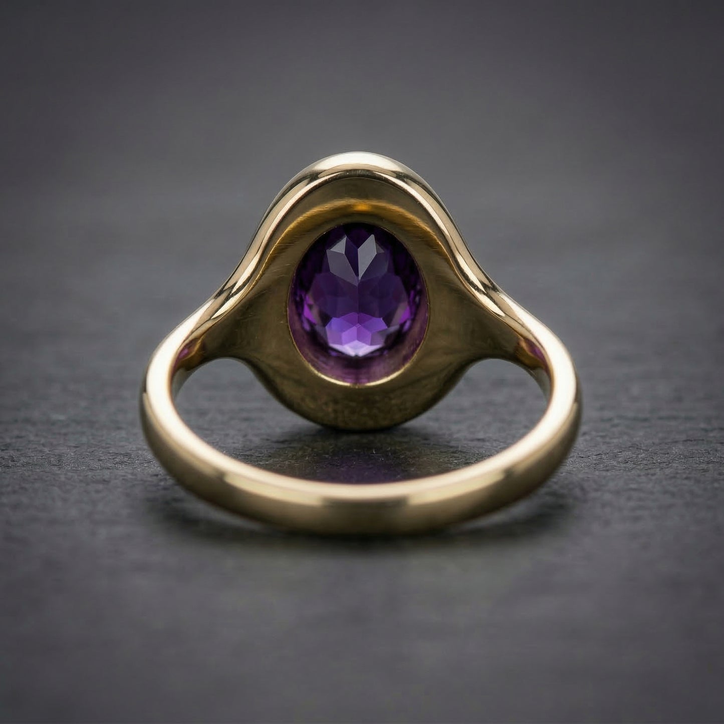 2.5ct Oval Amethyst Signet Ring - Natural Stone - February Birthstone