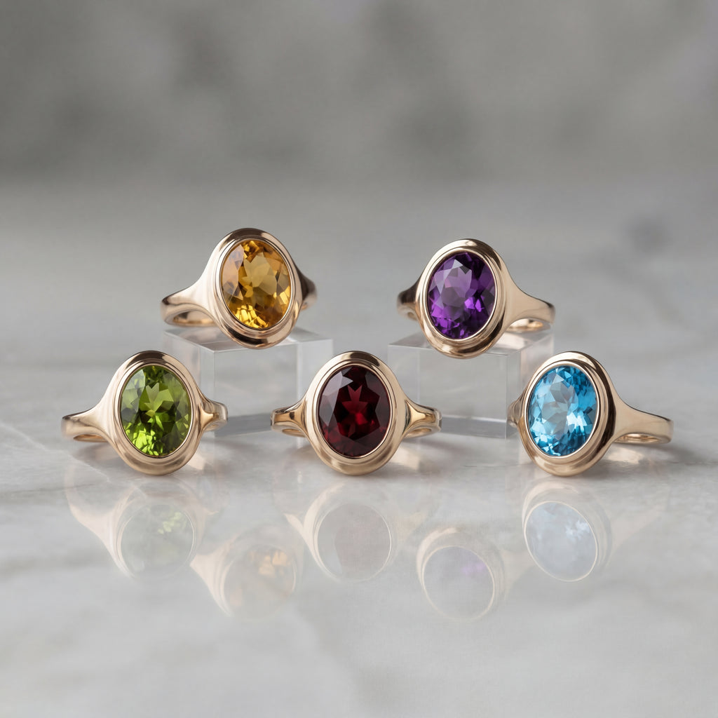 2.5ct Oval Peridot Signet Ring - Natural Stone - August Birthstone