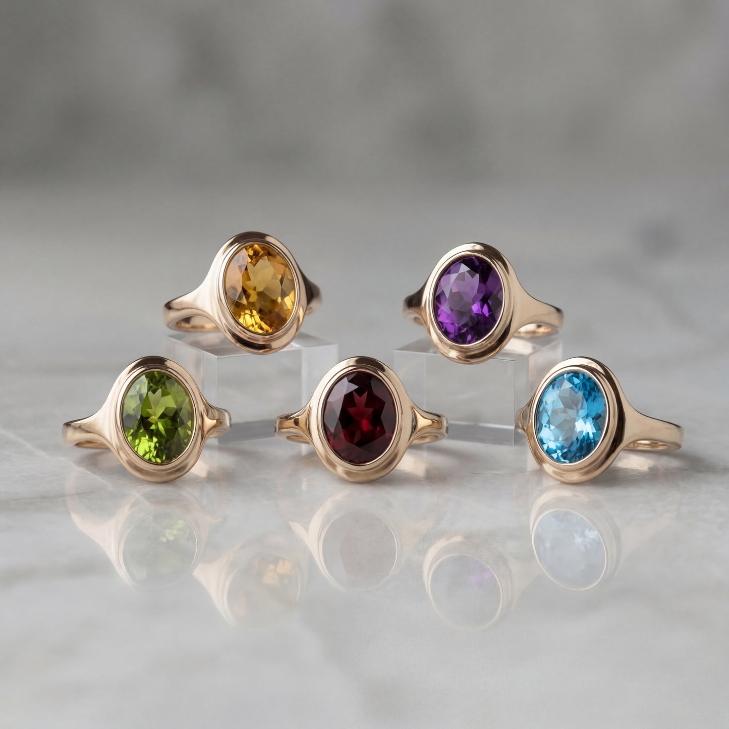 2.5ct Oval Peridot Signet Ring - Natural Stone - August Birthstone