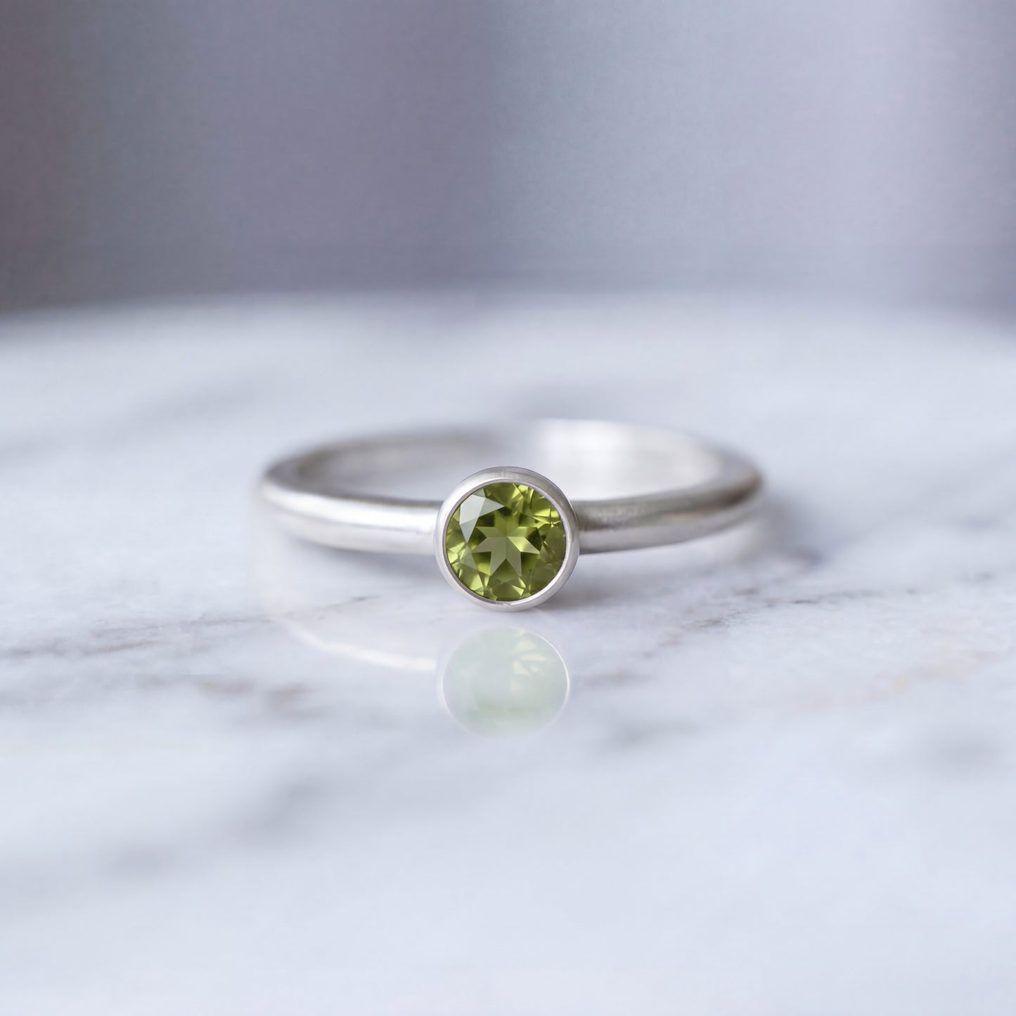 Peridot Solitaire Ring - Natural Stone - August Birthstone