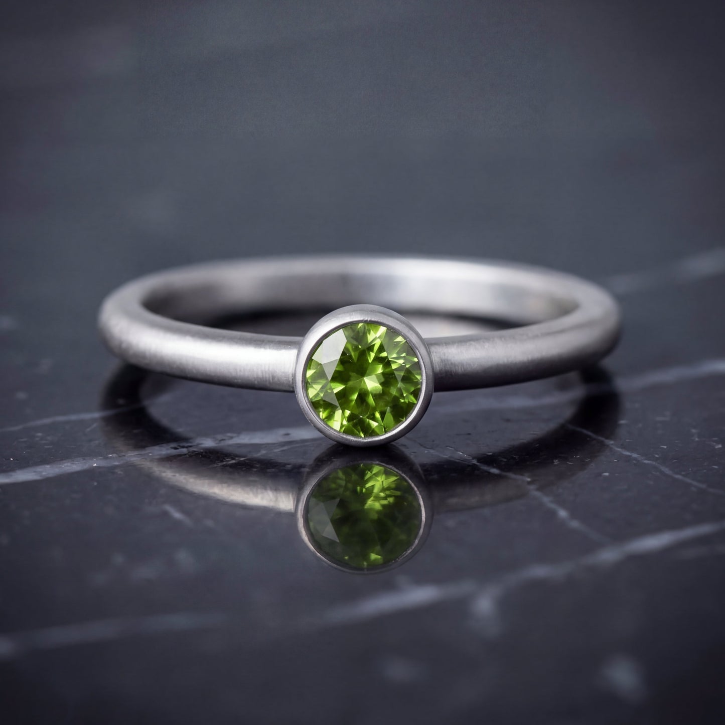 Peridot Solitaire Ring - Natural Stone - August Birthstone