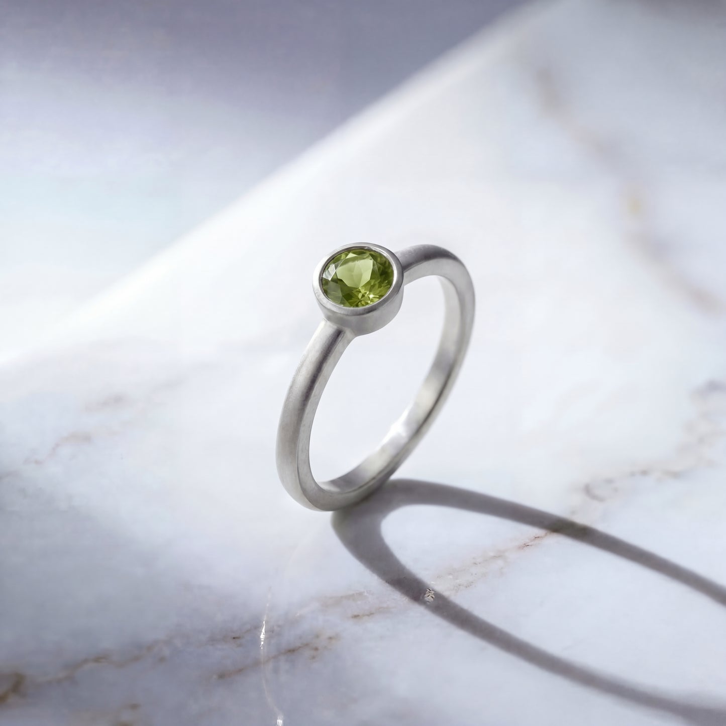 Peridot Solitaire Ring - Natural Stone - August Birthstone