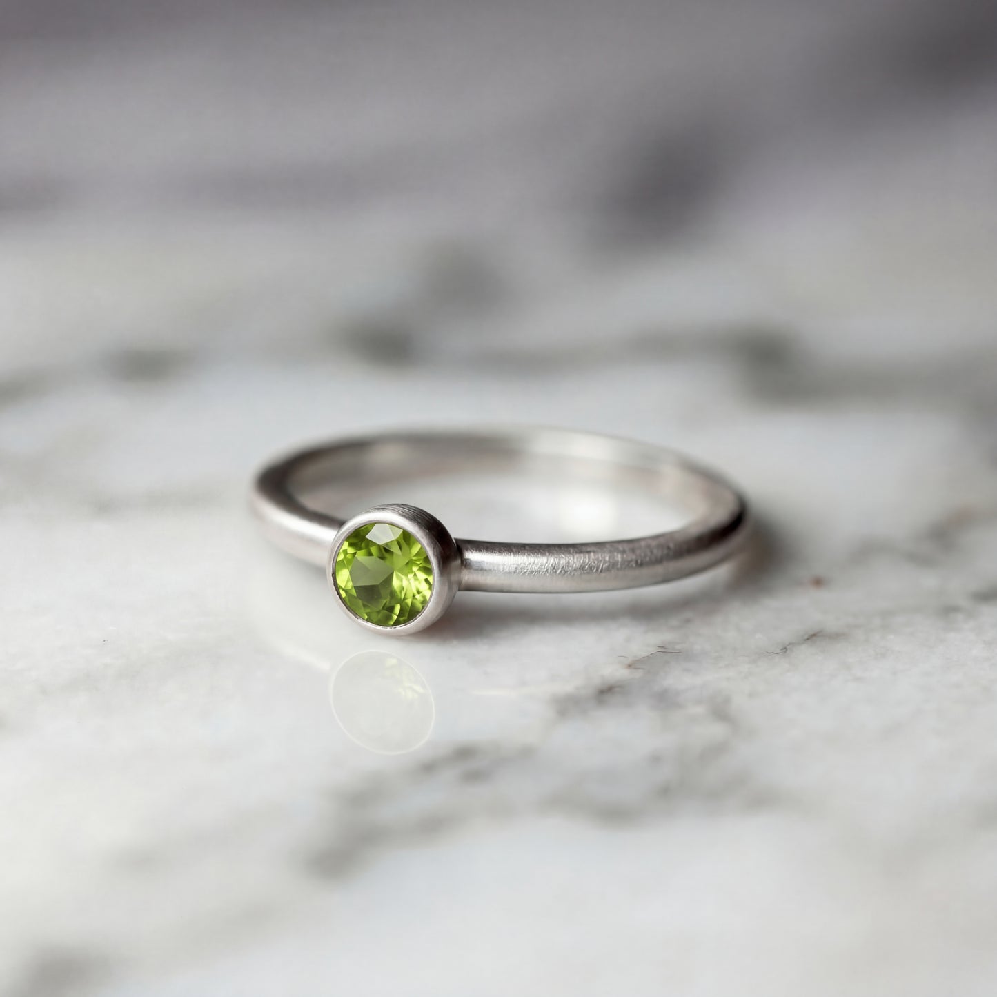 Peridot Solitaire Ring - Natural Stone - August Birthstone