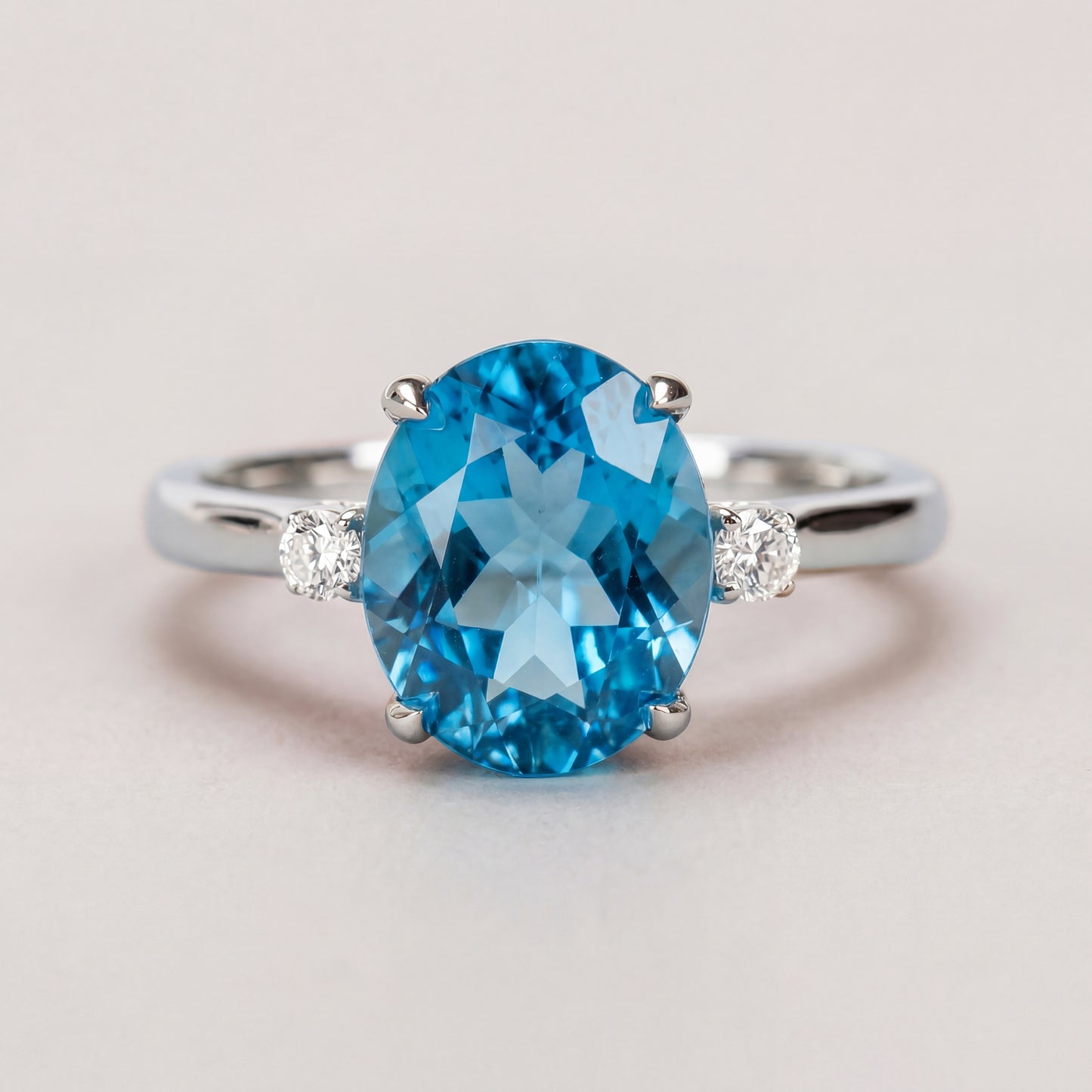 2.0ct Oval Amethyst 3 Stone Ring - Natural Stone - February Birthstone