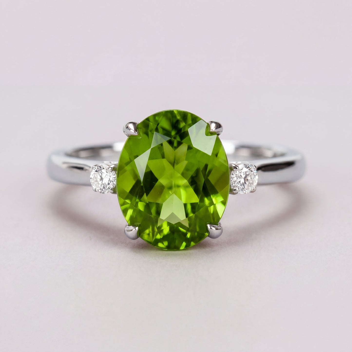 2.0ct Oval Amethyst 3 Stone Ring - Natural Stone - February Birthstone