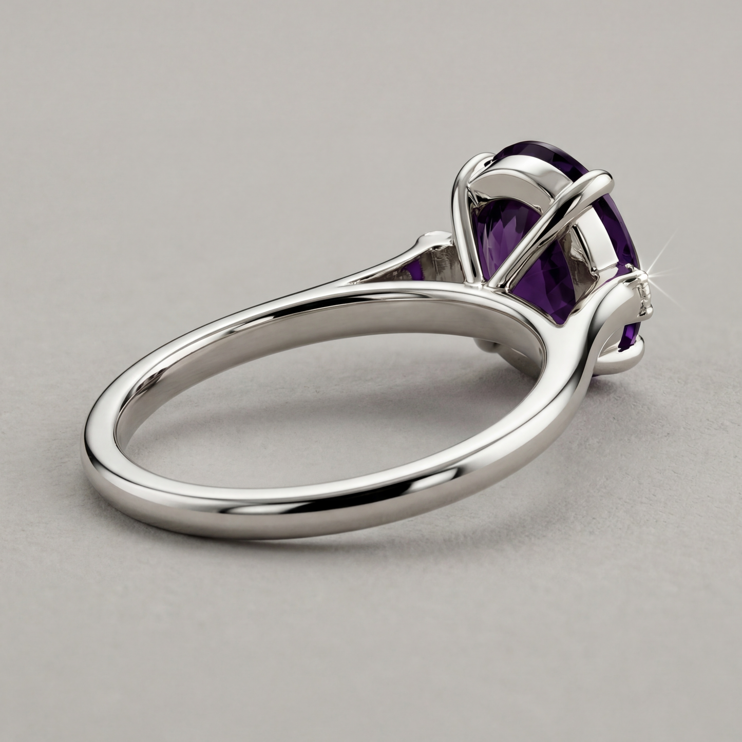 2.0ct Oval Amethyst 3 Stone Ring - Natural Stone - February Birthstone