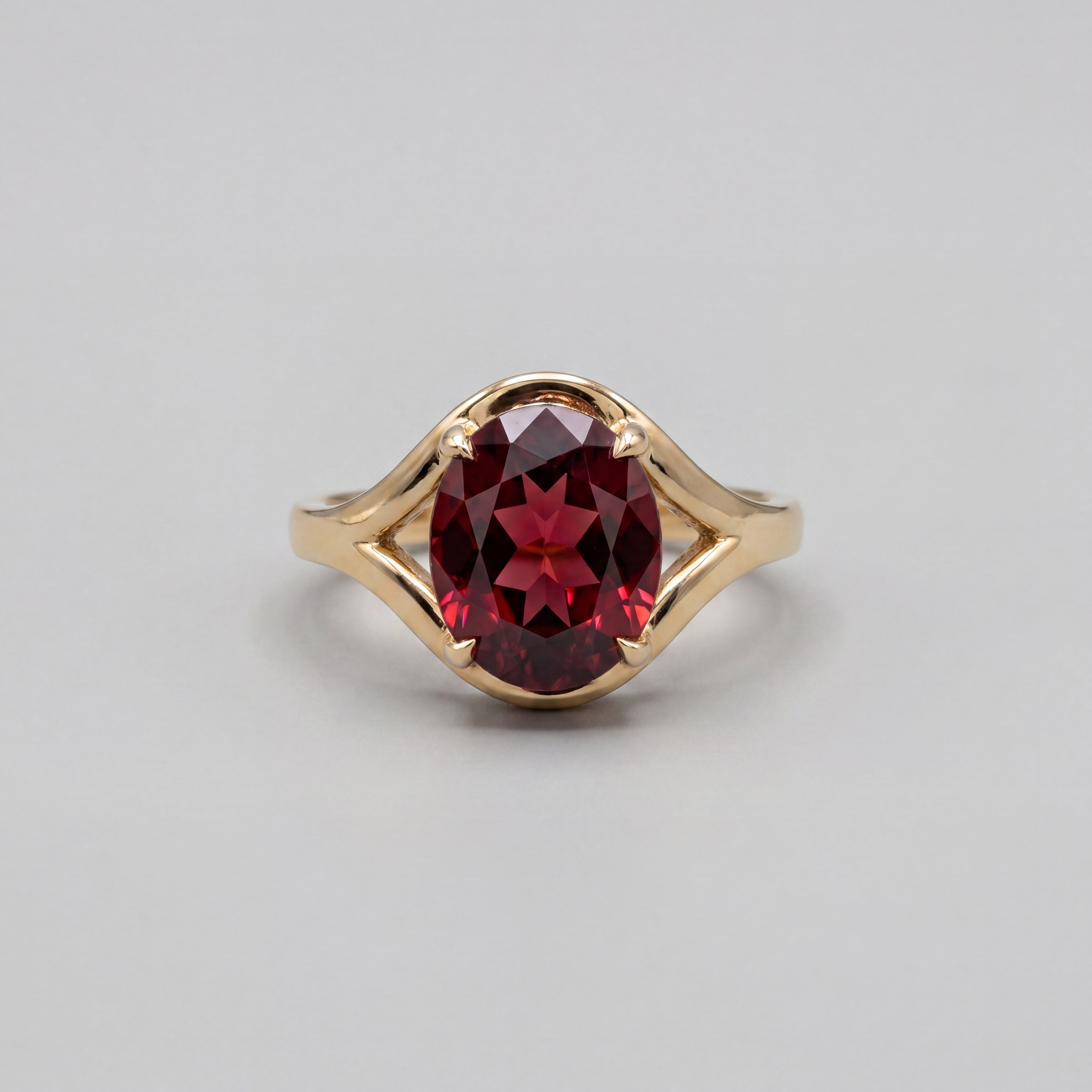 2.5ct Oval Garnet Split Shank Ring - Natural Stone - January Birthstone