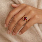 2.5ct Oval Garnet Split Shank Ring - Natural Stone - January Birthstone