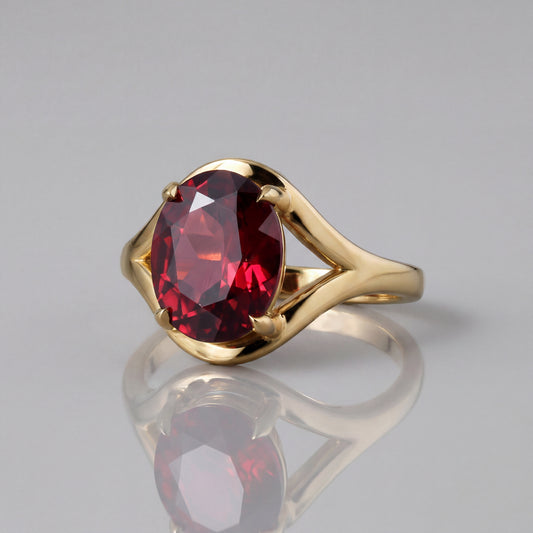 2.5ct Oval Garnet Split Shank Ring - Natural Stone - January Birthstone