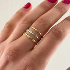 Stackable Quad Rings - Set of Three Rings - Natural Diamonds - Triad