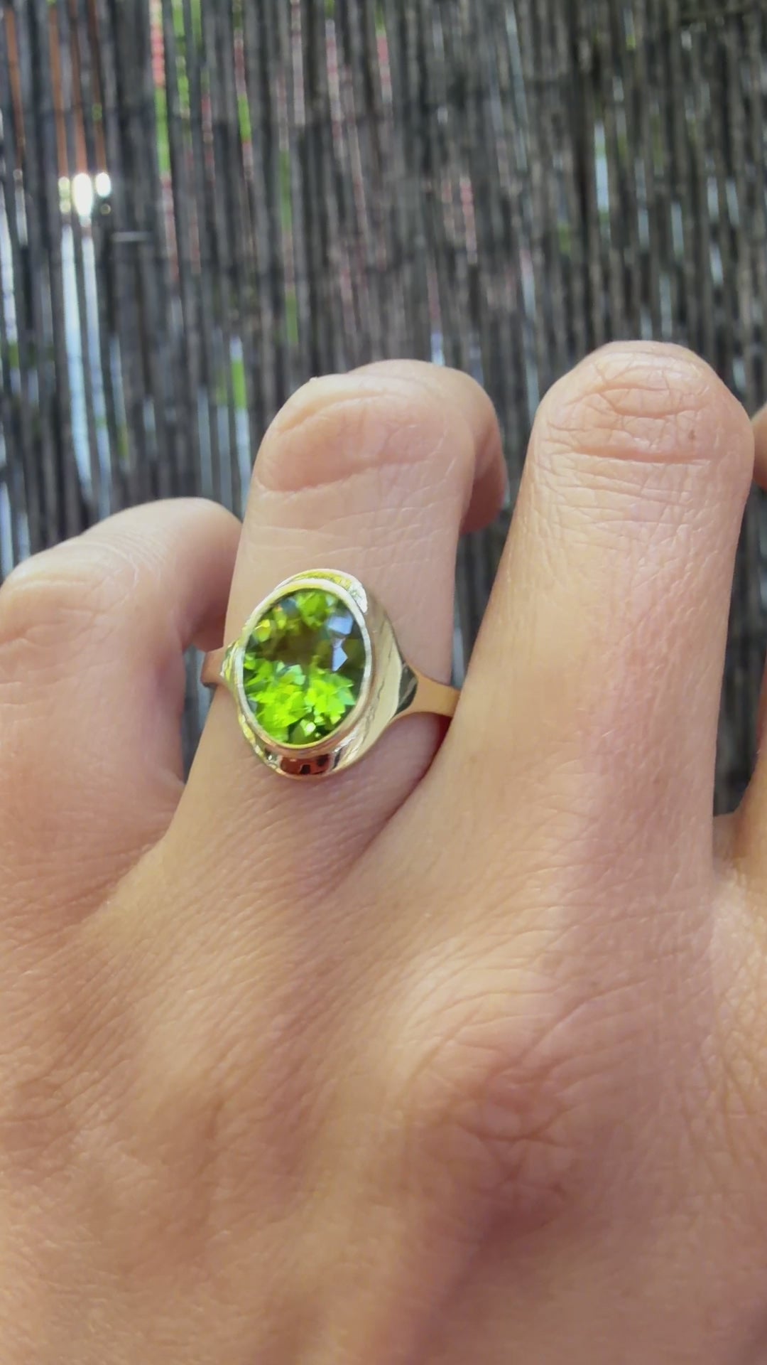 2.5ct Oval Peridot Signet Ring - Natural Stone - August Birthstone